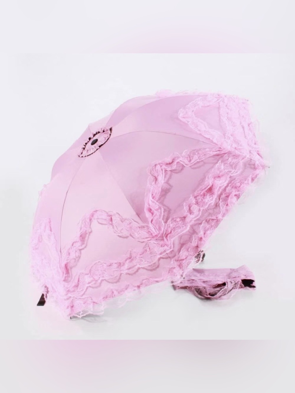 Pink Lace-Trim Women's Parasol Umbrella